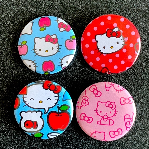 Hello Kitty Handcrafted Button Pins - Picture 2 of 4